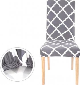 Aptel Uniwersalny POKROWIEC na Krzesło wzór marokański szaro-biały AG863A 3