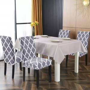 Aptel Uniwersalny POKROWIEC na Krzesło wzór marokański szaro-biały AG863A 4