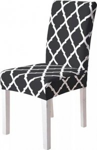 Aptel Uniwersalny POKROWIEC na Krzesło wzór marokański czarno-biały AG863 1