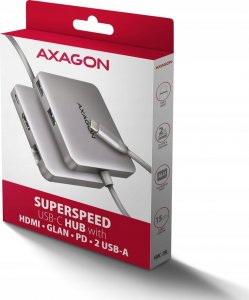 HUB USB Axagon HMC-5HL Wieloportowy hub 2x USB-A, 4K HDMI, GLAN, USB 3.2 Gen 1, PD 100W, 15cm USB-C kabel 5