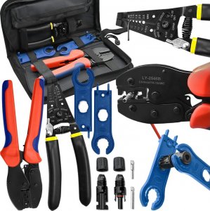 Qoltec Zestaw narzędzi solarnych kompatybilnych ze złšczami MC4 | Zaciskarka + Szczypce do cišgania izolacji 10