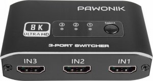 Pawonik SWITCH HDMI 2.1 3X1 PRZEŁĄCZNIK 8K 4K 120HZ 240HZ 2
