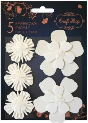 Incood Naklejki papierowe Craft Shop Kwiaty biaĹ‚e brokatowe 0037/0053 1
