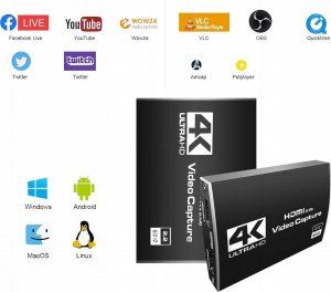 System przekazu sygnału AV Pawonik GRABBER HDMI 2.0 PC USB STREAMING 4K60HZ HDCP 2.2 6
