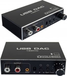 System przekazu sygnału AV Pawonik KONWERTER AUDIO USB DAC TOSLINK COAXIAL CINCH AUX WZMACNIACZ REGULACJA BASS 3