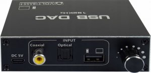 System przekazu sygnału AV Pawonik KONWERTER AUDIO USB DAC TOSLINK COAXIAL CINCH AUX WZMACNIACZ REGULACJA BASS 4