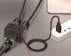 Switch Pawonik SPLITTER LAN 1X2 ADAPTER ROZGAŁĘŹNIK RJ45 100 MBPS 2