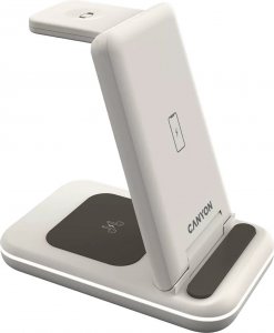 Ładowarka Canyon WS-304, Foldable 3in1 Wireless charger, with touch button for Running water light, Input 9V/2A, 12V/1.5AOutput 15W/10W/7.5W/5W, Type c to USB-A cable length 1.2m, with QC18W EU plug,132.51*75*28.58mm, 0.168Kg, Cosmic Latte 4