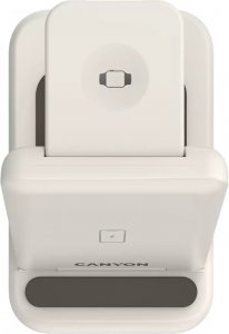 Ładowarka Canyon WS-304, Foldable 3in1 Wireless charger, with touch button for Running water light, Input 9V/2A, 12V/1.5AOutput 15W/10W/7.5W/5W, Type c to USB-A cable length 1.2m, with QC18W EU plug,132.51*75*28.58mm, 0.168Kg, Cosmic Latte 6
