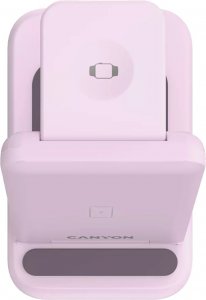 Ładowarka Canyon CANYON WS-304, Foldable 3in1 Wireless charger, with touch button for Running water light, Input 9V/2A, 12V/1.5AOutput 15W/10W/7.5W/5W, Type c to USB-A cable length 1.2m, with QC18W EU plug,132.51*75*28.58mm, 0.168Kg, Iced Pink 7