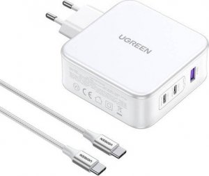 Ładowarka Ugreen Ładowarka sieciowa UGREEN 15339 Nexode, 2xUSB-C, USB-A 3.0, PD3.0, QC4.0, GaN, 140W (biała) 1