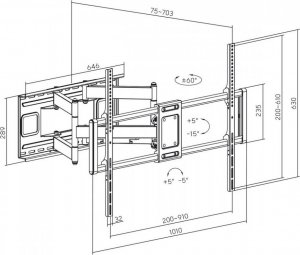 Maclean Uchwyt do TV ekonomiczny obrotowy 60-120' 120kg Czarny Maclean MC-482 6