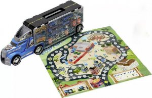 OEM DUŻY TIR POLICYJNY 55 CM RESORAKI GARAŻ NA SAMOCHODY 8 AUTEK + AKCESORIA 5