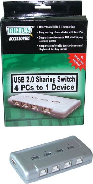HUB USB PRZEŁACZNIK DRUKARKOWY USB 2.0 AUTO 4PC->1URZĄDZ 2
