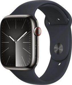 Smartwatch Apple Watch 9 GPS + Cellular 45mm Midnight Stainless Steel Sport S/M Granatowy  (MRMV3QP/A) 1