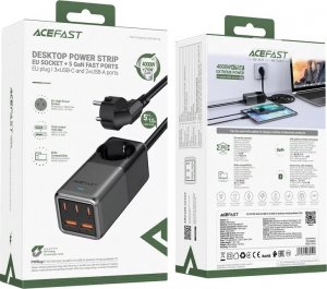 Ładowarka Acefast Ładowarka sieciowa / listwa zasilająca Acefast Z2, GaN, 3xUSB-C, 2xUSB-A, 75W (czarna) 5