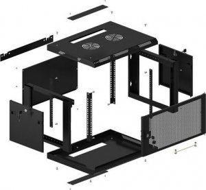 Szafa Lanberg Szafa wiszšca 19 cali 6U 600x450 drzwi perforowane (flat pack) czarna 12