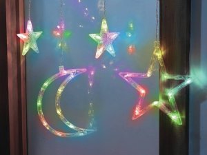 PR Kurtyna świetlna LED, Gwiazdki i księżyce, światło multikolor 2