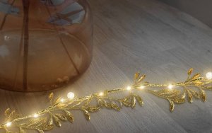 PR Girlanda ozdobna LED, listki złote, światło ciepłe białe. 2