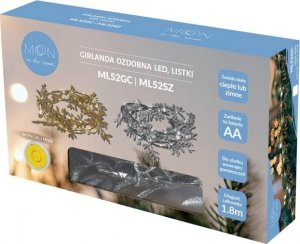 PR Girlanda ozdobna LED, listki złote, światło ciepłe białe. 3
