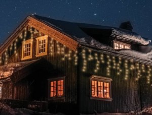 PR Girlanda świetlna 60 LED, sople, światło ciepłe białe+flash 3