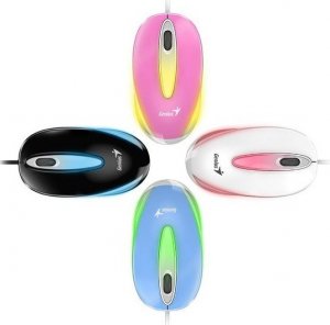 Mysz Genius Genius Mysz DX-Mini, 1000DPI, optyczna, 3kl., przewodowa USB, różowa, klasyczna, podświetlenie RGB 2