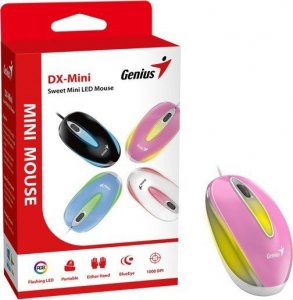 Mysz Genius Genius Mysz DX-Mini, 1000DPI, optyczna, 3kl., przewodowa USB, różowa, klasyczna, podświetlenie RGB 3