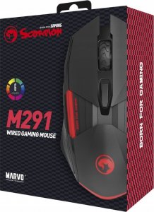 Mysz Marvo Marvo Mysz M291, 6400DPI, optyczna, 6kl., przewodowa USB, czarna, do gry, podświetlona 8