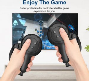 Vortex Virtual Reality Silikonowe pokrowce na kontrolery + uchwyt do Meta Quest 3 | Czarny 2