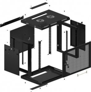 Szafa Lanberg Szafa wiszšca 19 cali 9U 600x450 drzwi perforowane (flat pack) czarna 12