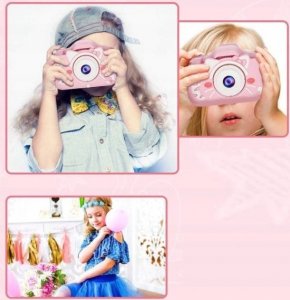 Aparat cyfrowy dla dzieci kamera kotek 40Mpx + karta 32GB różowy 12