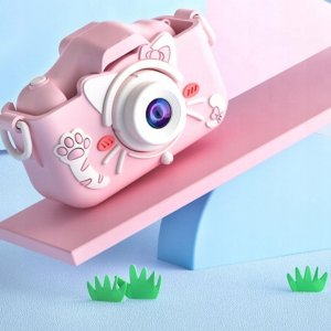 Aparat cyfrowy dla dzieci kamera kotek 40Mpx + karta 32GB różowy 2