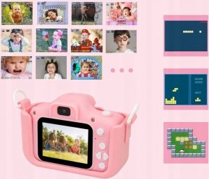 Aparat cyfrowy dla dzieci kamera kotek 40Mpx + karta 32GB różowy 5