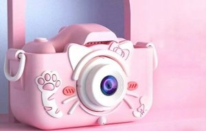 Aparat cyfrowy dla dzieci kamera kotek 40Mpx + karta 32GB różowy 10