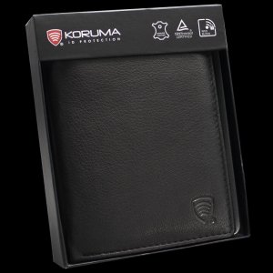 KORUMA Skórzany portfel antyRFID koloru czarnego - Koruma (SM-908GBL) Uniwersalny 1