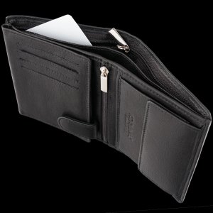 KORUMA Skórzany portfel antyRFID koloru czarnego - Koruma (SM-908GBL) Uniwersalny 3