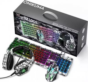 Onikuma Zestaw TZ3005 RGB: mysz, klawiatura, słuchawki białe camo 1