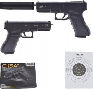 ASGames PISTOLET GLOCK METAL TŁUMIK NA KULKI REPLIKA ASG 1