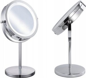 Lusterko kosmetyczne Leobert Podświetlane dwustronne lusterko LED srebrne 1