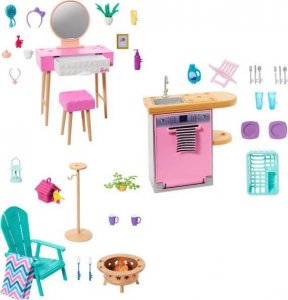 Mattel Barbie Mebelek + dekoracje, Szykowanie się przy toaletce (HJV32) 1