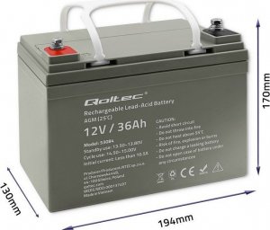 Qoltec Akumulator AGM | 12V | 36Ah | max. 540A 4