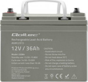 Qoltec Akumulator AGM | 12V | 36Ah | max. 540A 6