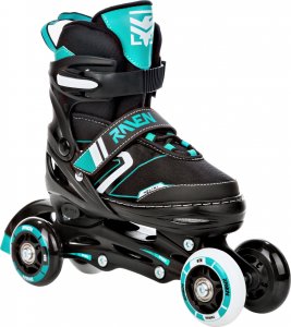 Rolki Raven Inlineskates Rolki Wrotki 3w1 Regulowane RAVEN Helixi Black/Mint 30-33 Kółka LED 4