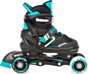 Rolki Raven Inlineskates Rolki Wrotki 3w1 Regulowane RAVEN Helixi Black/Mint 30-33 Kółka LED 5