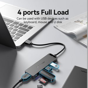 HUB USB Vention Hub USB 3.0 z 4 portami i zasilaczem CHLBD 0,5m czarny 12