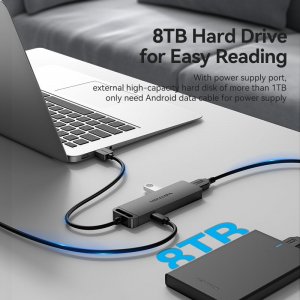 HUB USB Vention Hub USB 3.0 z 4 portami i zasilaczem CHLBD 0,5m czarny 14