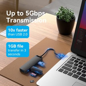 HUB USB Vention Hub USB 3.0 z 4 portami i zasilaczem CHLBD 0,5m czarny 15