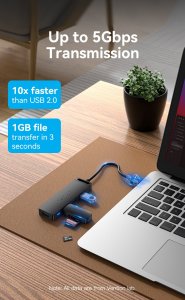 HUB USB Vention Hub USB 3.0 z 4 portami i zasilaczem CHLBD 0,5m czarny 19