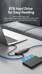 HUB USB Vention Hub USB 3.0 z 4 portami i zasilaczem CHLBD 0,5m czarny 20