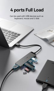HUB USB Vention Hub USB 3.0 z 4 portami i zasilaczem CHLBD 0,5m czarny 22